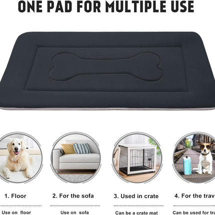 Large Dog Bed Soft Dog Crate Pad Mat 42 in Non-Slip Bottom Washable Dog Sleeping Mattress Pet Beds Cat Bed Kennel Pad, Dark Gray