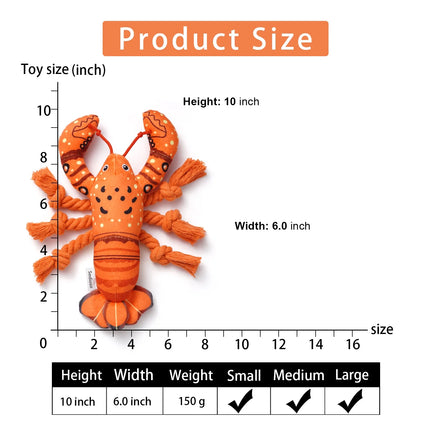 Dog Toys, Stuffed Animal Dog Chew Toy, Cute Squeaky Dog Plush Toys with Crinkle Paper for Puppy, Small, Middle, Large Breed(Lobster)