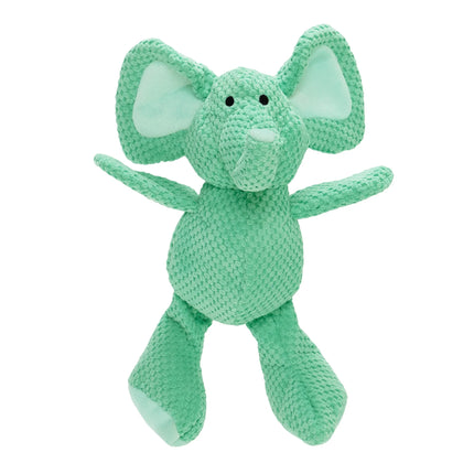 Checkers Elephant Squeaky Plush Dog Toy, Chew Guard Technology - Green, Large