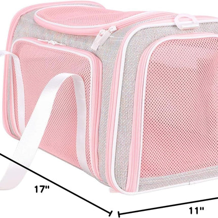 Soft Cute Travel Pet Carrier Bag for Medium Cats, Kitty and Puppy, Fantasy Pink, M