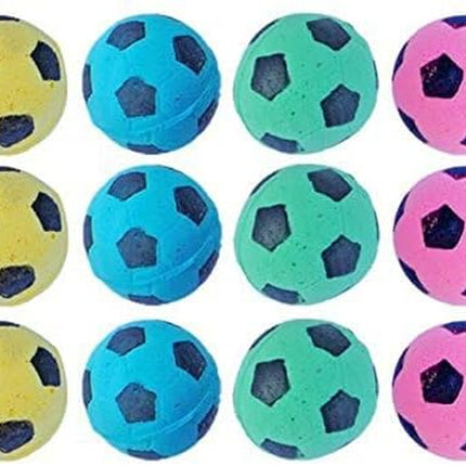 Cat Toy, Foam Sponge Soccer Ball (12 Pack), Interactive Pet Kitten Cat Exercise Toy Balls, Soft, Bouncy, Noise Free, Indoor, Pink, Yellow, Blue, Green