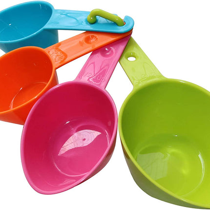 Dog Food Scoop Set of 4 - Plastic Measuring Cups for Dog, Cat and Bird Food (Random Color)