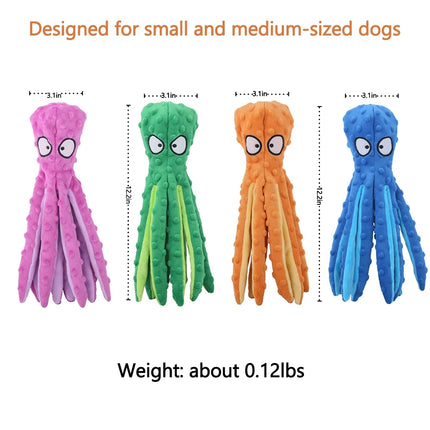 Octopus Squeaky & Plush Dog Toy with Sound and Paper Filling, Green