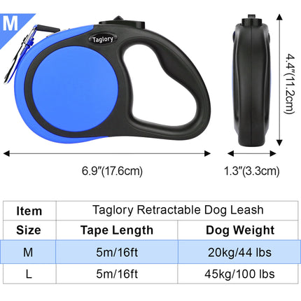 Retractable Dog Leash for Small Dogs, 16Ft anti Slip Handle Dog Leashes for Medium Dog, Blue