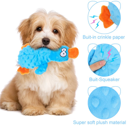 2 Pcs Squeaky Dog Toys, Stuffed Chew Crinkle Dog Toys, Tough Plush Pet Toys for Small Dogs Biting Training, Teething