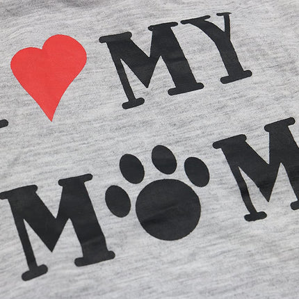 Dog Clothes Puppy Shirts I Love My Mom Dog T Shirt for Small Dogs, Small, Grey