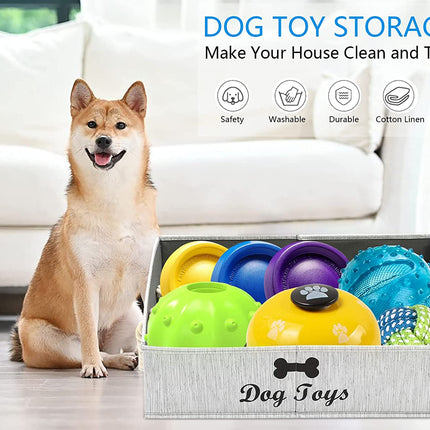 Large Dog Toy Bin Puppy Shallow Toy Baskets Dog Toy Storage Perfect for Living Room Playroom Closet Home Organization - Grey