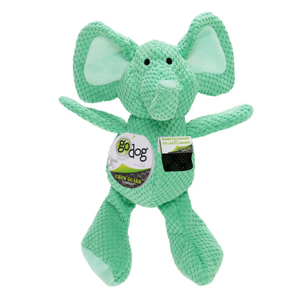 Checkers Elephant Squeaky Plush Dog Toy, Chew Guard Technology - Green, Large