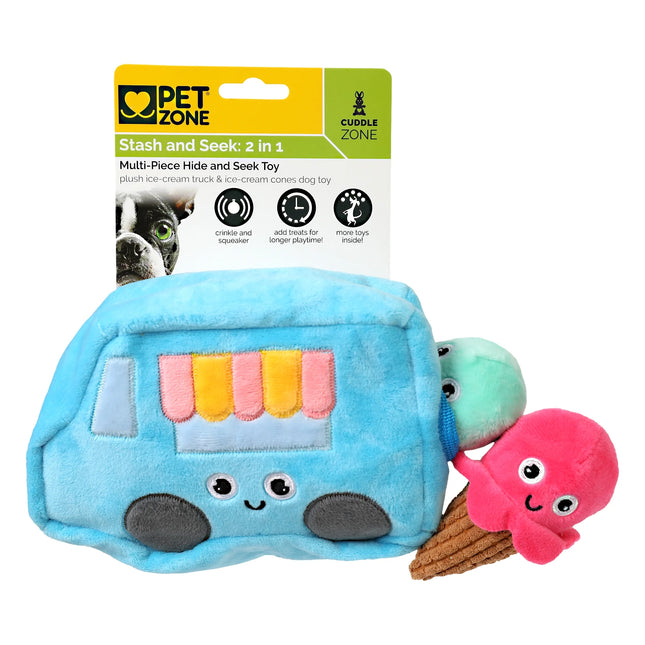 Ice Cream Truck Hide and Seek Plush Squeaky Dog Toys