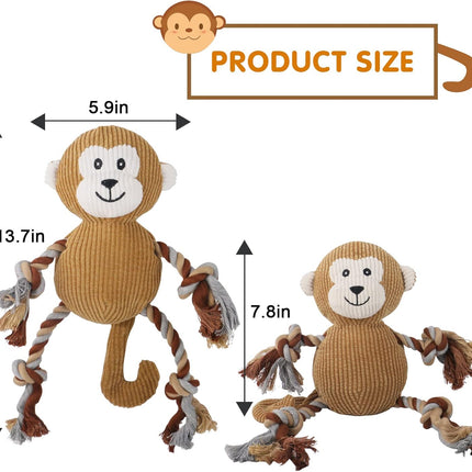 Rope Plush Dog Toy,Puppy Toys for Teething,Tug of War Dog Toy (Monkey)