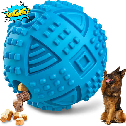 Indestructible Squeaky Dog Chew Toys for Large Breeds, Treat Dispensing Puzzle Toys, Natural Rubber Balls