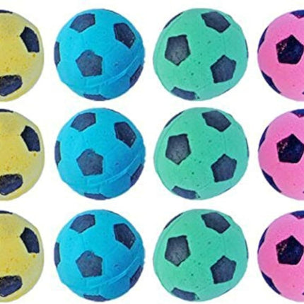 Cat Toy, Foam Sponge Soccer Ball (12 Pack), Interactive Pet Kitten Cat Exercise Toy Balls, Soft, Bouncy, Noise Free, Indoor, Pink, Yellow, Blue, Green