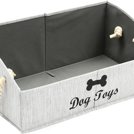 Large Dog Toy Bin Puppy Shallow Toy Baskets Dog Toy Storage Perfect for Living Room Playroom Closet Home Organization - Grey