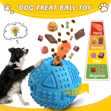 Indestructible Squeaky Dog Chew Toys for Large Breeds, Treat Dispensing Puzzle Toys, Natural Rubber Balls