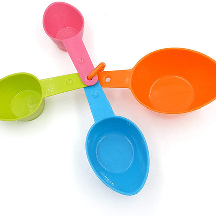 Dog Food Scoop Set of 4 - Plastic Measuring Cups for Dog, Cat and Bird Food (Random Color)