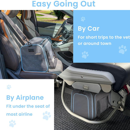 Expandable Cat Carriers Airline Approved, 16"X10"X9" Small Dog Carrier Soft-Sided Portable Washable Pet Travel Carrier with Two Extension for Kitten,Rabbit, Puppy, Small Animal