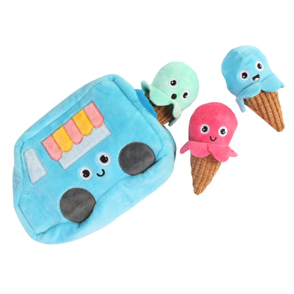 Ice Cream Truck Hide and Seek Plush Squeaky Dog Toys