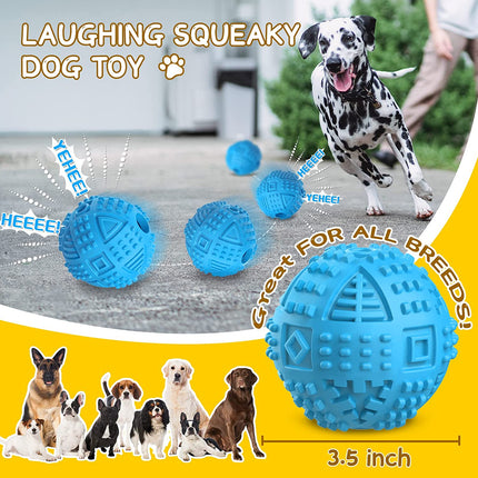 Indestructible Squeaky Dog Chew Toys for Large Breeds, Treat Dispensing Puzzle Toys, Natural Rubber Balls