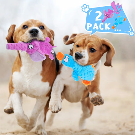 2 Pcs Squeaky Dog Toys, Stuffed Chew Crinkle Dog Toys, Tough Plush Pet Toys for Small Dogs Biting Training, Teething