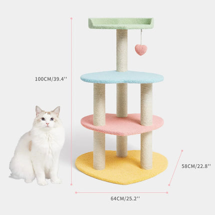 Cat Tree Cat Tower Sisal Scratching Posts Multi-Level Platform Activity Furniture 39.4''