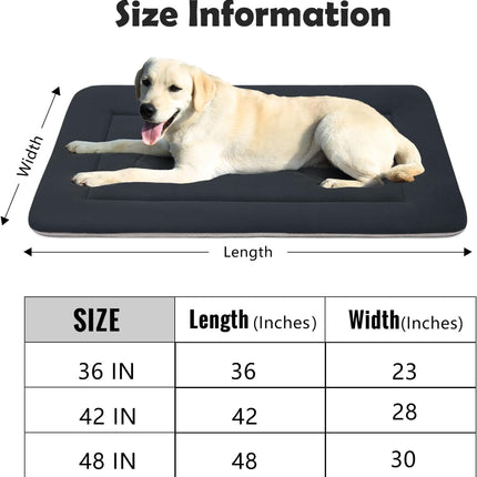 Large Dog Bed Soft Dog Crate Pad Mat 42 in Non-Slip Bottom Washable Dog Sleeping Mattress Pet Beds Cat Bed Kennel Pad, Dark Gray