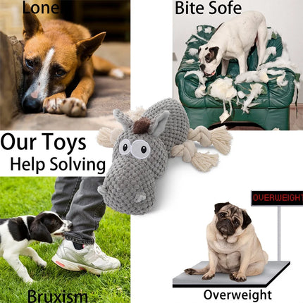 Dog Toys, Stuffed Animal Dog Chew Toy, Cute Squeaky Dog Plush Toys with Crinkle Paper