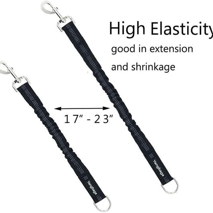 Dog Leash Extender, Shock Absorber Bungee Leash Attachment, Durable Nylon Dog Tie Out Leash Extension with Stainless Steel Swivel Clips (Black, 17''-23’’)