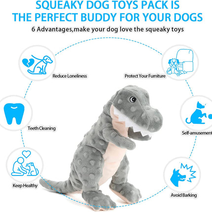 Stuffed Dinosaur Dog Toys Durable Plush Dog Toy with Crinkle Paper Cute Squeaky Dog Toys Dog Chew Toys for Small Medium Large Dogs and Puppy