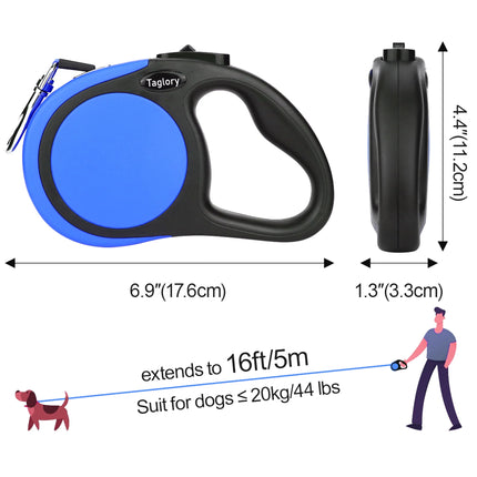 Retractable Dog Leash for Small Dogs, 16Ft anti Slip Handle Dog Leashes for Medium Dog, Blue