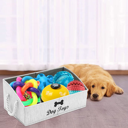 Large Dog Toy Bin Puppy Shallow Toy Baskets Dog Toy Storage Perfect for Living Room Playroom Closet Home Organization - Grey