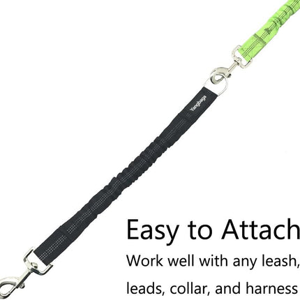 Dog Leash Extender, Shock Absorber Bungee Leash Attachment, Durable Nylon Dog Tie Out Leash Extension with Stainless Steel Swivel Clips (Black, 17''-23’’)