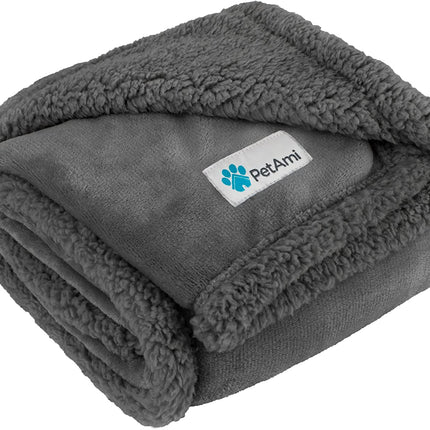 Dog Blanket for Small Medium Dogs, Pet Bed Blanket Cat Puppy Kitten, Fleece Furniture Couch Cover Protector Sofa Car, Soft Sherpa Dog Throw Plush Reversible Washable, Mini 29X40 Solid Dark Gray