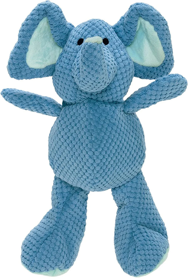 Checkers Elephant Squeaky Plush Dog Toy, Chew Guard Technology - Blue, Large