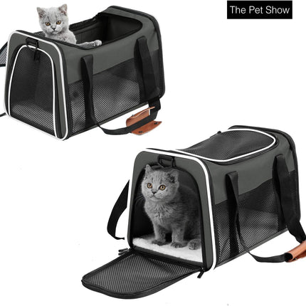 Cat Carrier - Portable Foldable Dog Pet Carrier, Soft-Sided Pet Bag up to 28 Lbs, Airline Approved Travel Puppy Carrier