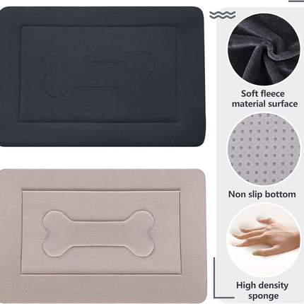 Large Dog Bed Soft Dog Crate Pad Mat 42 in Non-Slip Bottom Washable Dog Sleeping Mattress Pet Beds Cat Bed Kennel Pad, Dark Gray