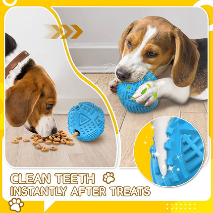 Indestructible Squeaky Dog Chew Toys for Large Breeds, Treat Dispensing Puzzle Toys, Natural Rubber Balls