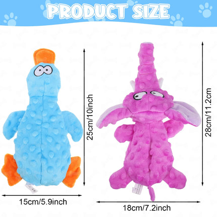 2 Pcs Squeaky Dog Toys, Stuffed Chew Crinkle Dog Toys, Tough Plush Pet Toys for Small Dogs Biting Training, Teething