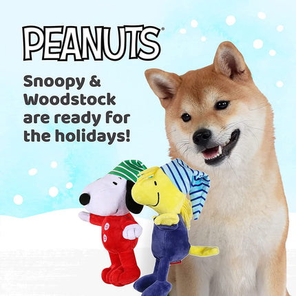 Holiday Plush Toys for Dogs | Peanuts Comics Dog Toys Snoopy and Woodstock Holiday Slumber Party Squeaky Dog Toys | Stuffed Animal Dog Toys, 9" 2 Piece