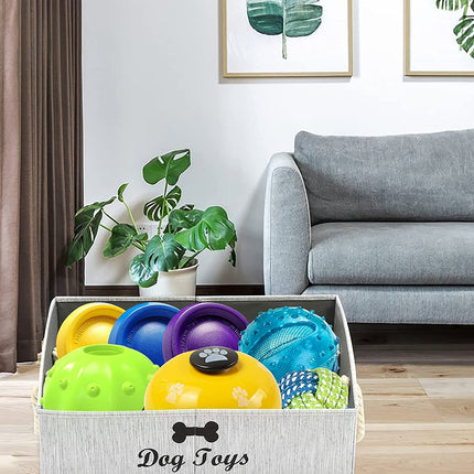 Large Dog Toy Bin Puppy Shallow Toy Baskets Dog Toy Storage Perfect for Living Room Playroom Closet Home Organization - Grey