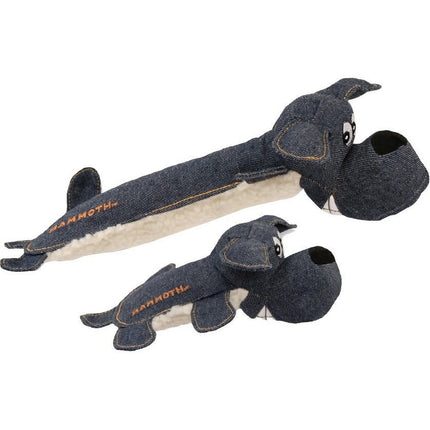 Squeakies Dog-Shaped Vintage Denim with Lambswool Plush Dog Toy, Small, 8"