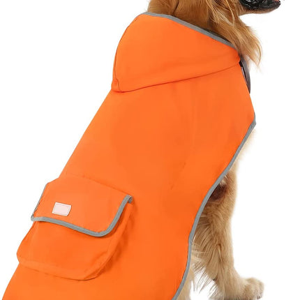 Reversible Dog Raincoat Hooded Slicker Poncho Rain Coat Jacket for Small Medium Large Dogs Camo Orange - L