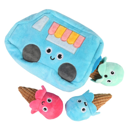 Ice Cream Truck Hide and Seek Plush Squeaky Dog Toys