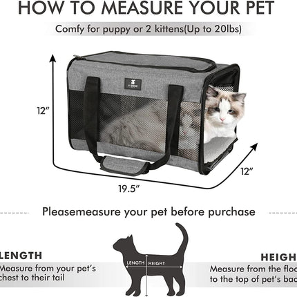 Cat Carrier Dog Carrier Pet Carrier for Small Medium Cats Dogs Puppies of 15 Lbs,Airline Approved Soft Sided Pet Travel Carrier,Dog Carriers for Small Dogs - Black Grey Purple Blue Brown